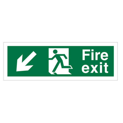 Fire Exit (Down / Left Arrow) Sign (40025V)